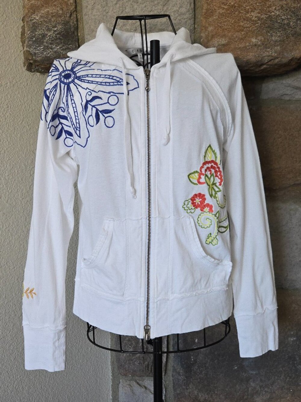 CAbi Embroidered Floral Zip-Up Hoodie